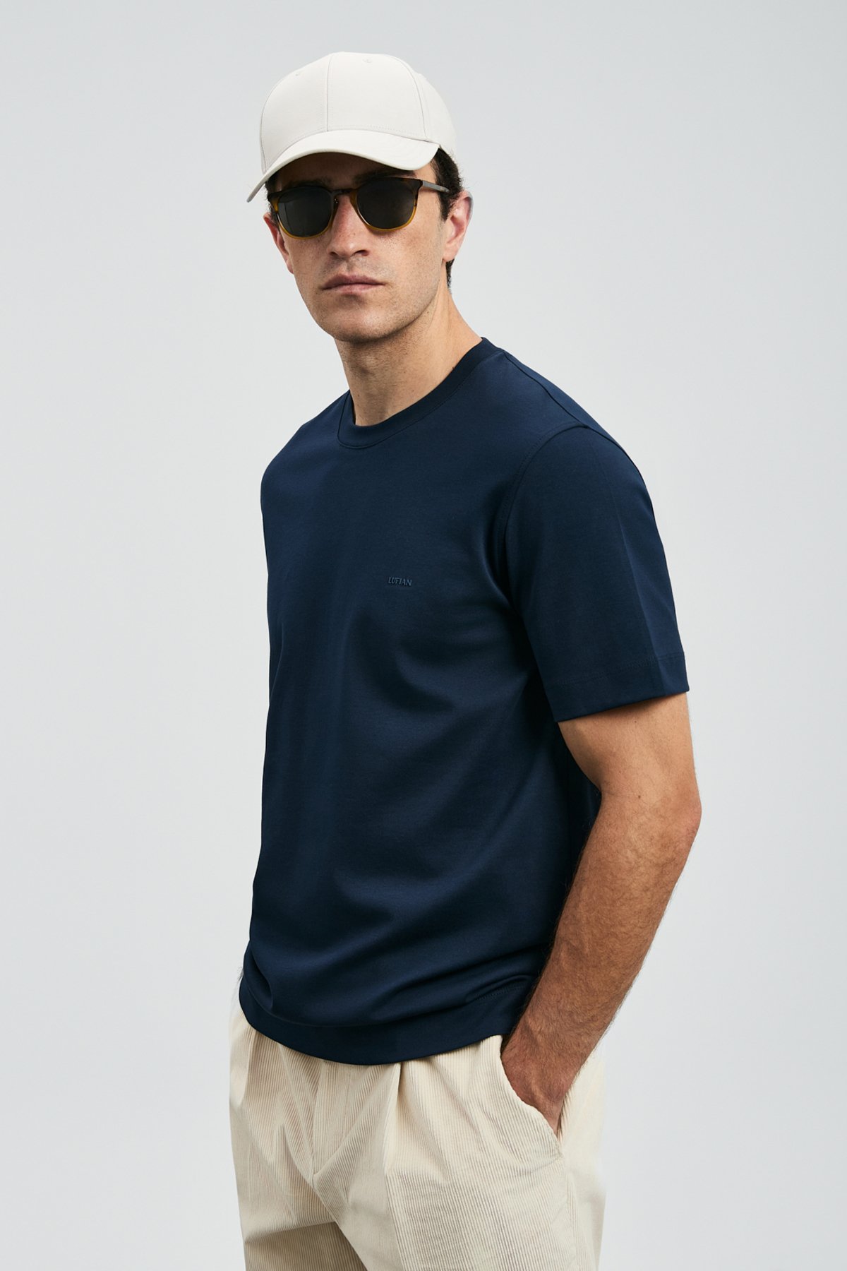 Roland Erkek Basic Tişört Lacivert - Lufian