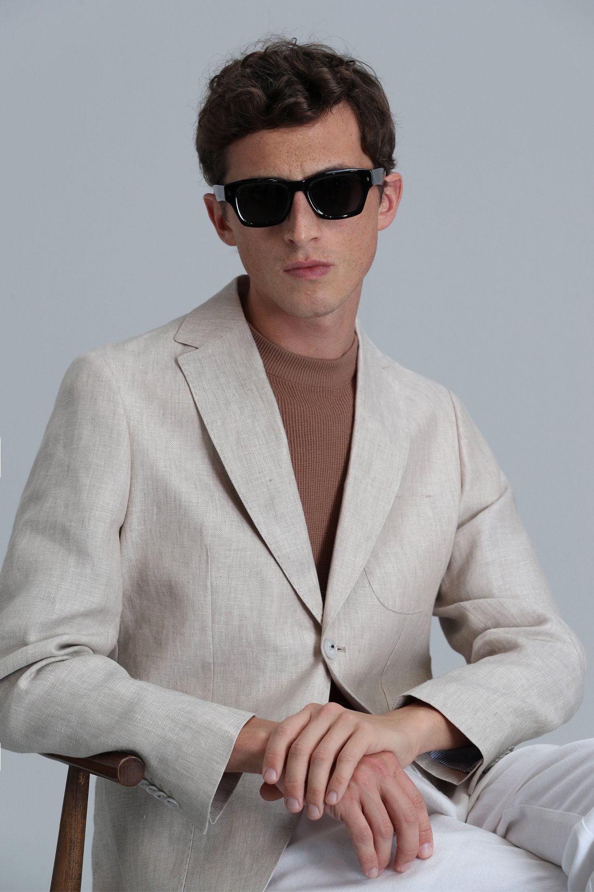 Rolf Spor Erkek Blazer Ceket Slim Fit Bej - Lufian