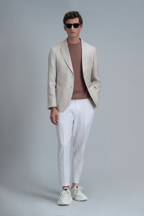 Rolf Spor Erkek Blazer Ceket Slim Fit Bej - Lufian (1)