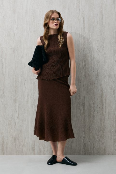 Rona Kadın Bluz Kahverengi - Lufian (1)