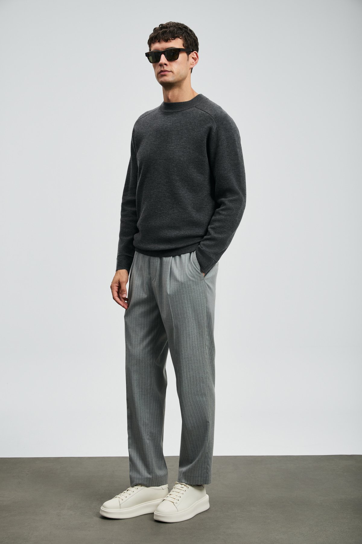 Ronald Smart Erkek Chino Pantolon Comfort Fit Gri - Lufian (1)