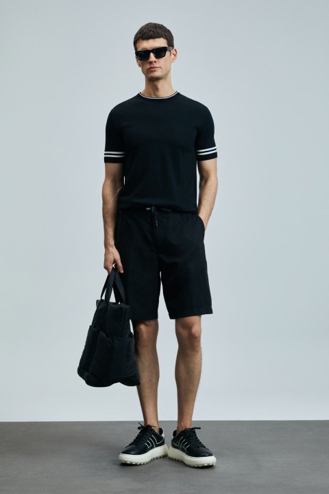 Ross Spor Erkek Chino Şort Slim Fit Siyah - Lufian (1)