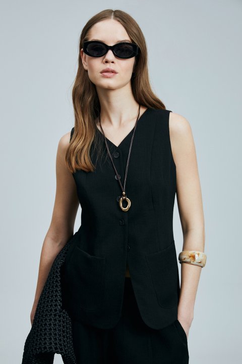 Ruma Women's Vest Black - LUFIAN