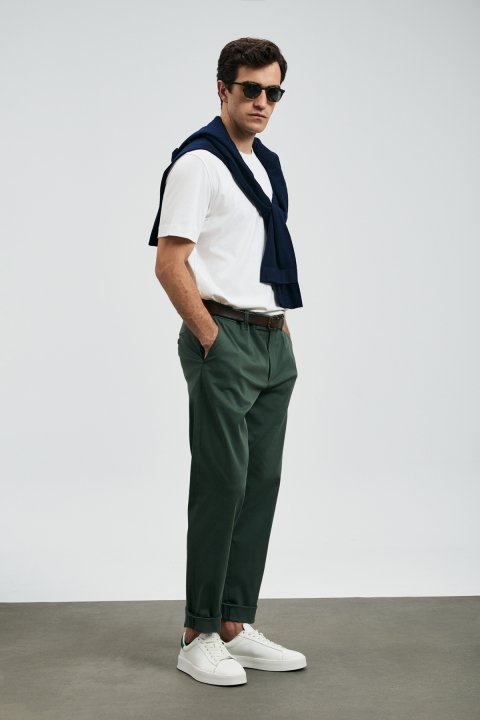 Rumı Smart Erkek Chino Pantolon Slim Fit Yeşil - LUFIAN