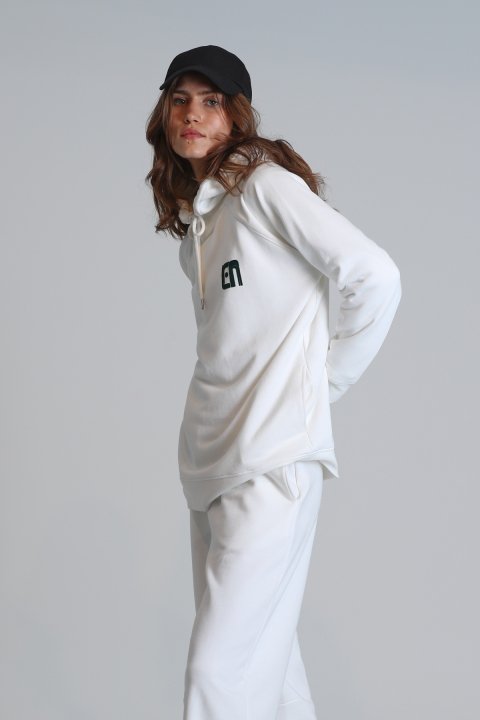 Sabrına Kadın Örme Sweatshırt Ekru - Lufian