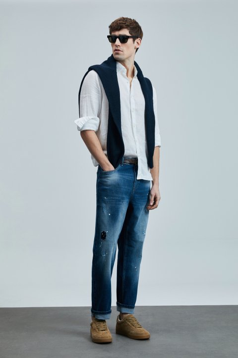 Salvator Smart Jean Erkek Pantolon Slim Fit Mavi - Lufian