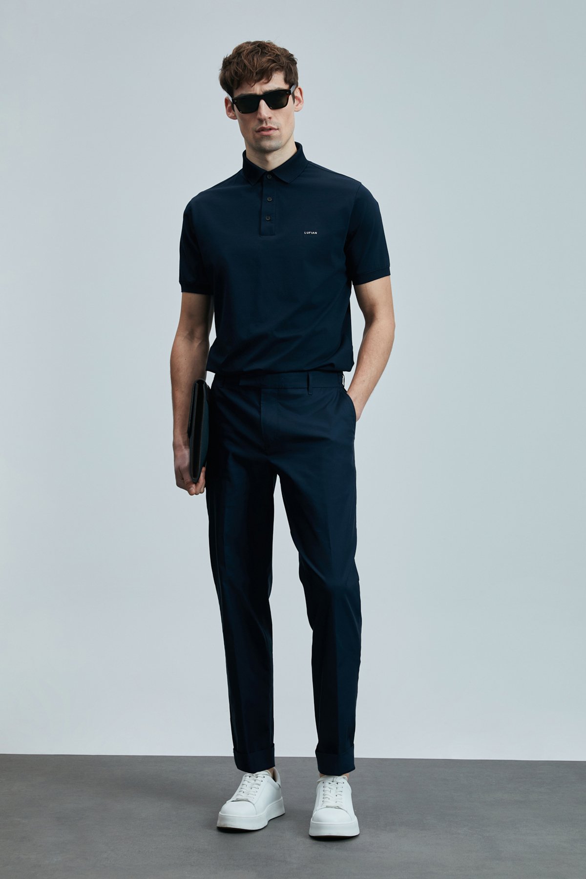 Samuel Smart Mens Chino Pants Slım Fıt Navy - Lufian (1)