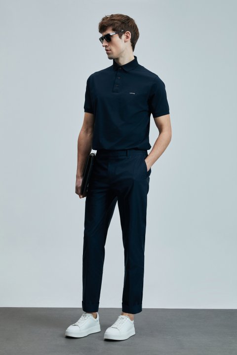 Samuel Smart Erkek Chino Pantolon Slim Fit Lacivert - LUFIAN
