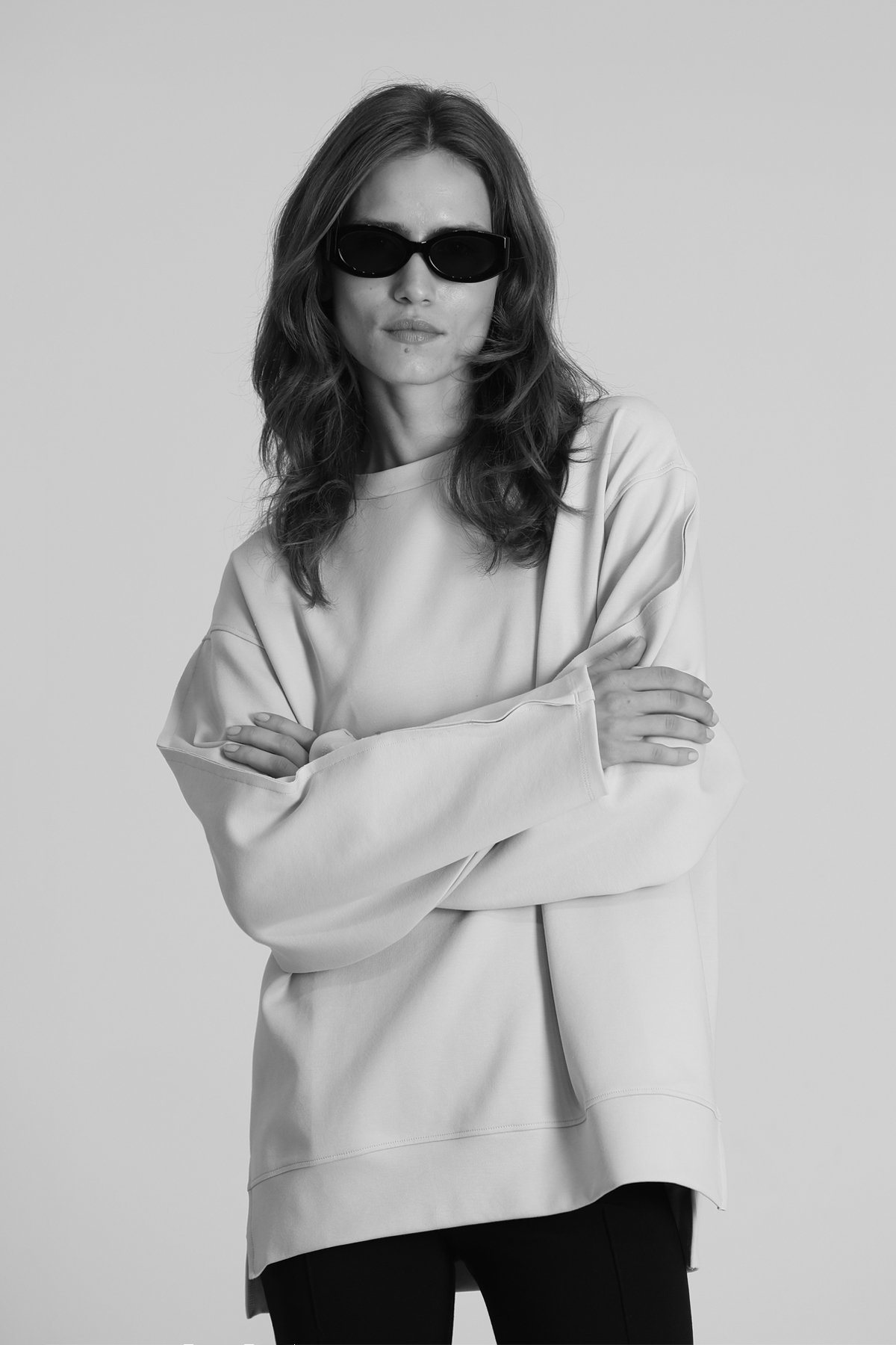 Sandra Kadın Örme Sweatshırt Bej - Lufian