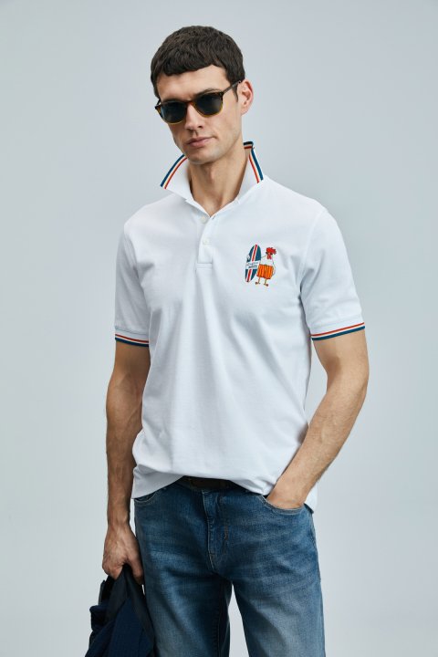 Sansa Smart Erkek Polo Tişört Beyaz - Lufian