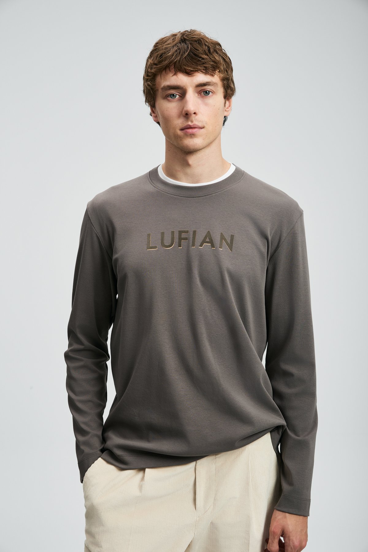 Sara Erkek Uzun Kol T- Shırt Açık Kahve - Lufian