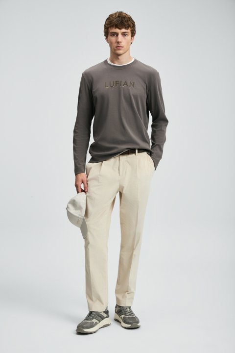 Sara Men's Long Sleeve T-Shirt Light Brown - Lufian (1)