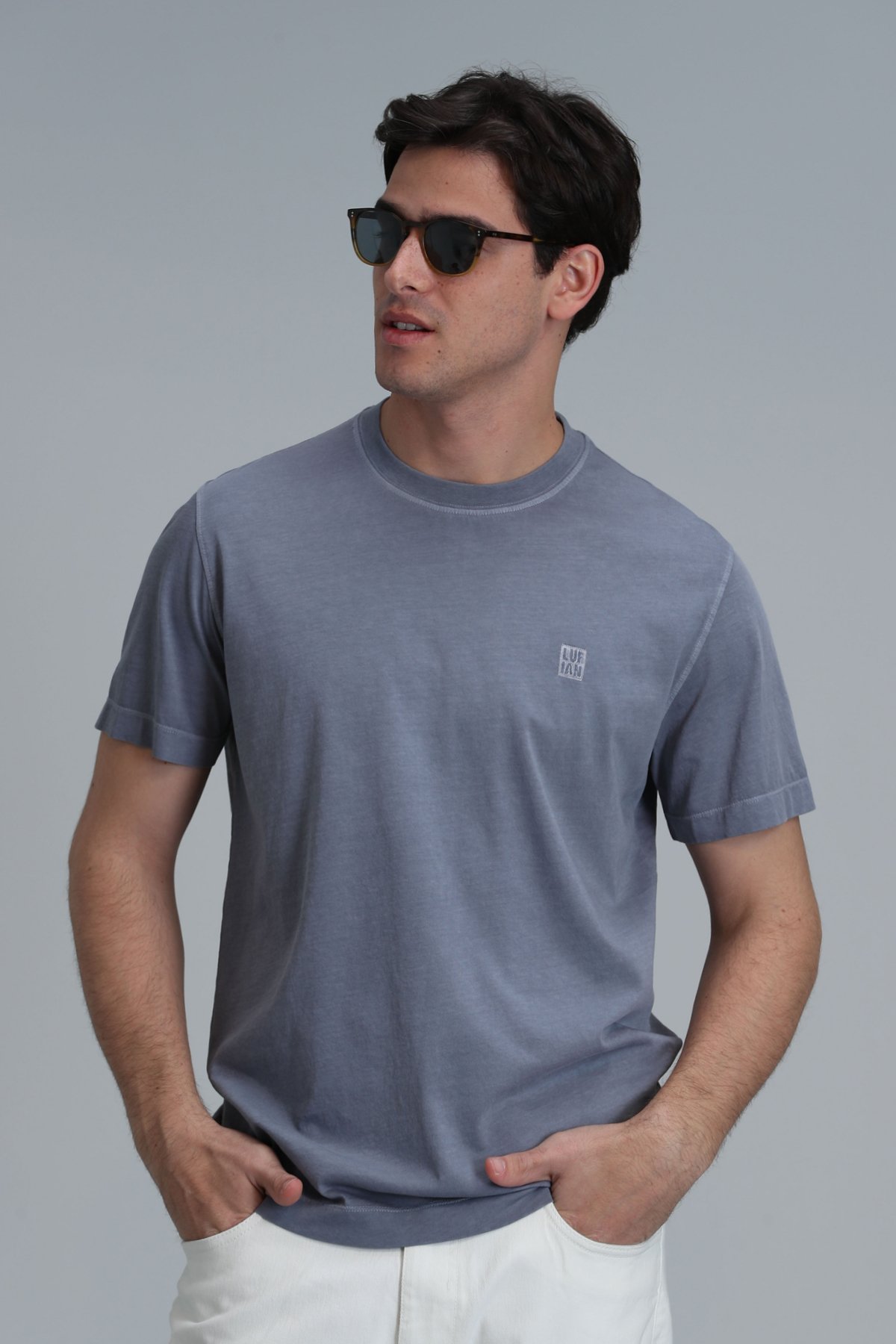 Sarder Erkek Basic Tişört Koyu Gri - Lufian