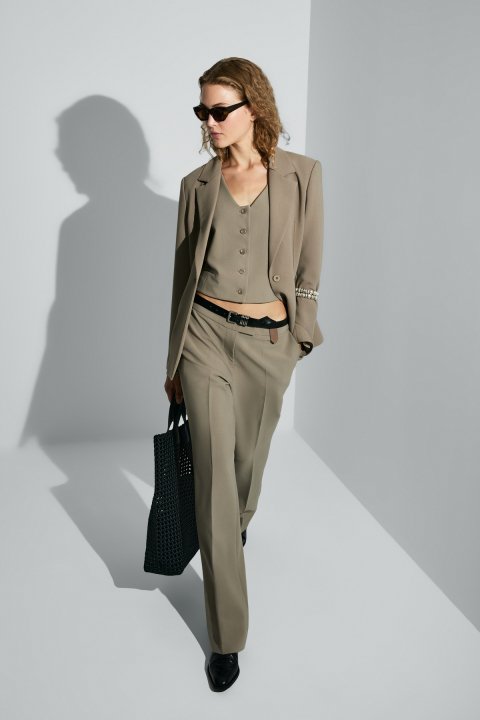 Sara Orta Bel Wideleg Pantolon Vizon - Lufian (1)