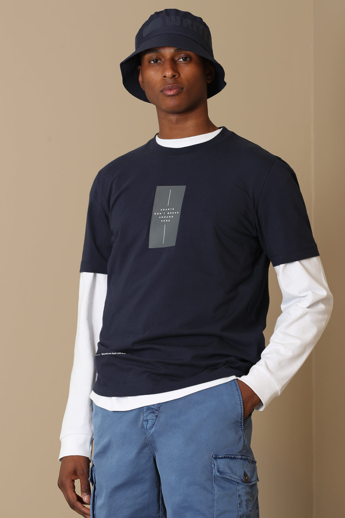 Savona Modern Grafik T- Shirt Lacivert