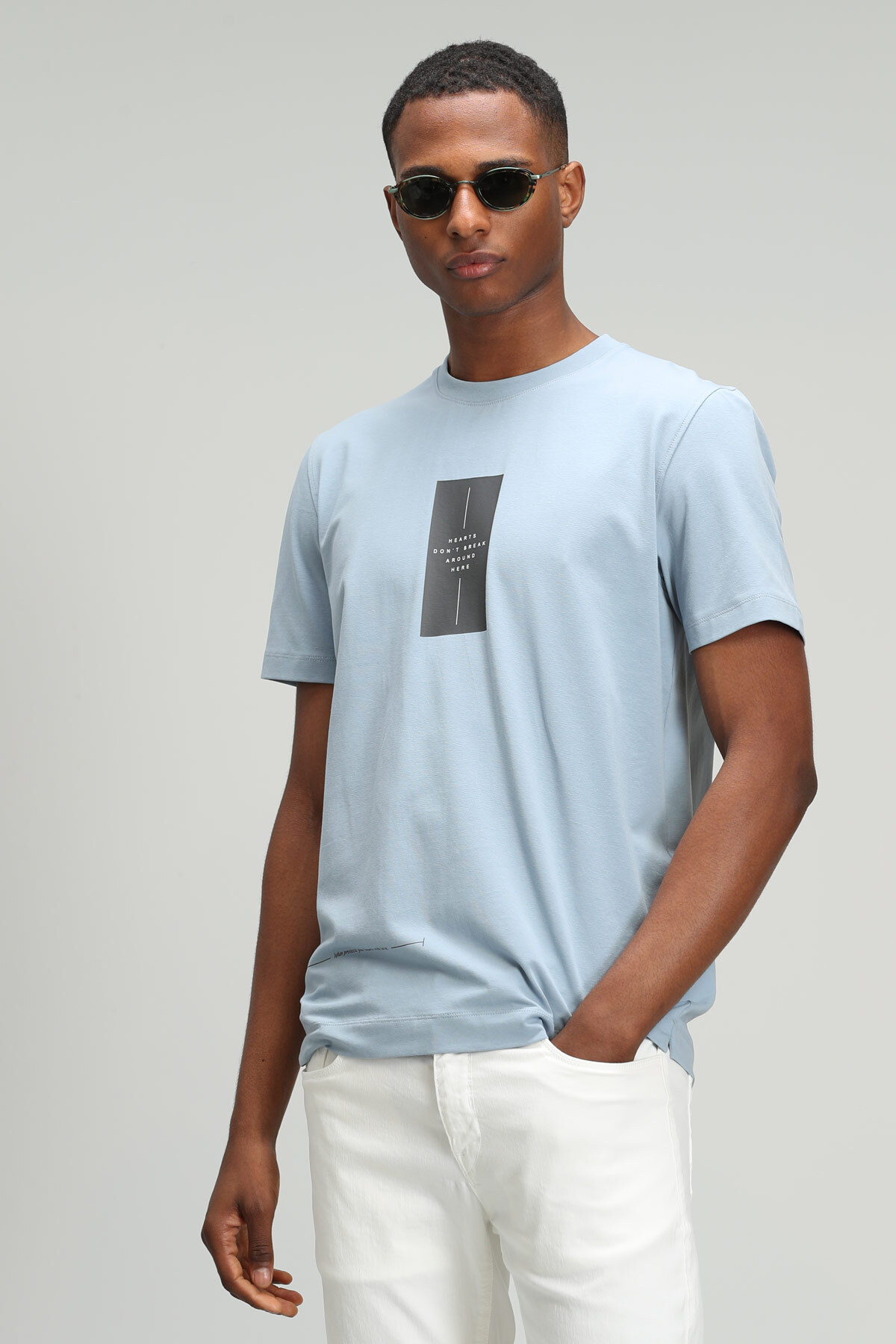Savona Modern Grafik T- Shirt Mavi