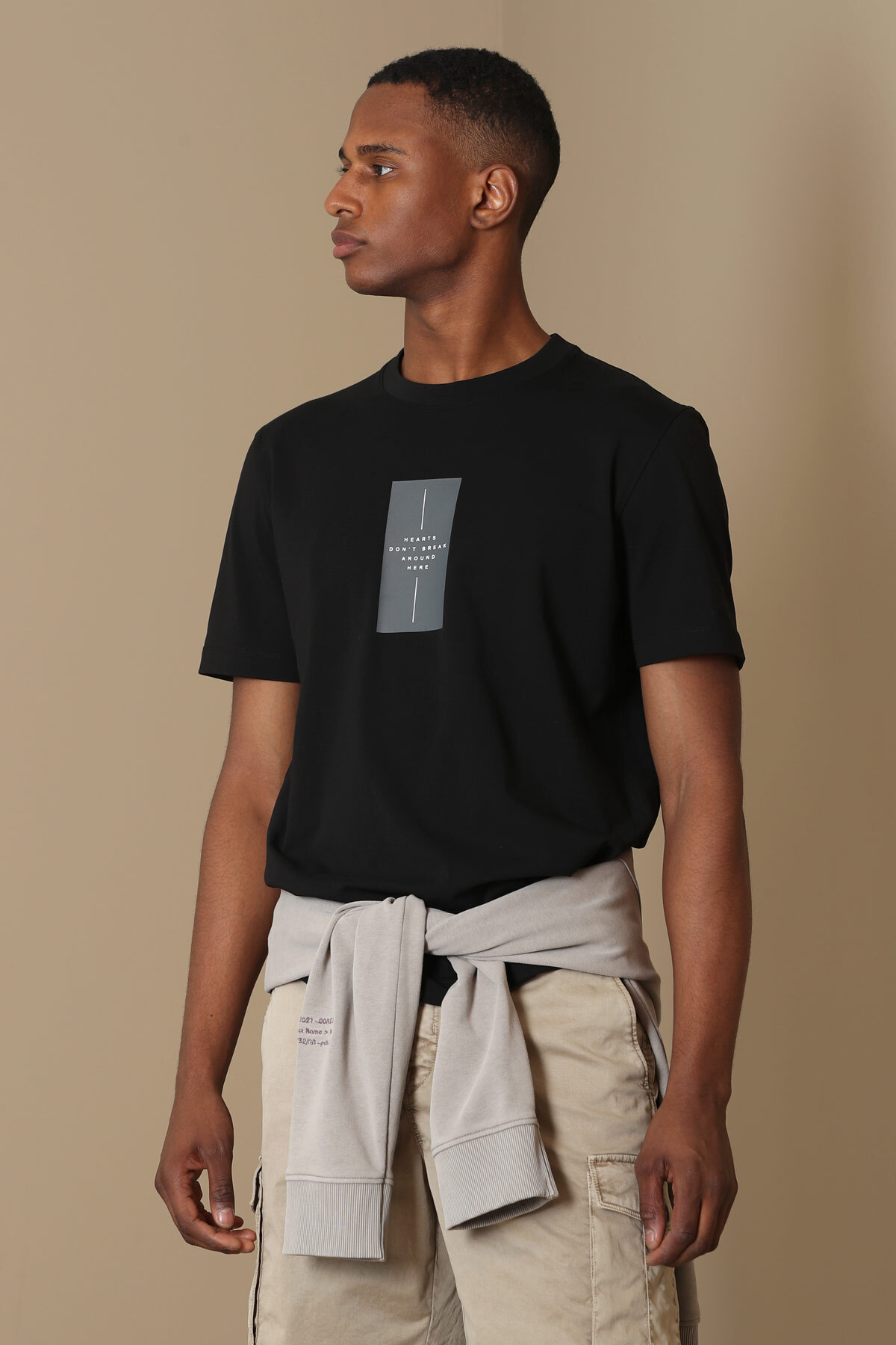 Savona Modern Grafik T- Shirt Siyah