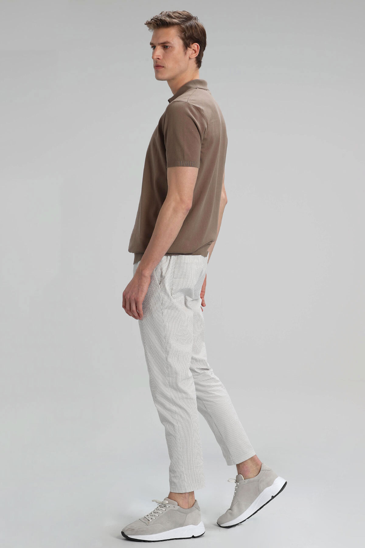 Sebasti Smart Erkek Chino Pantolon Tailored Fit Ekru