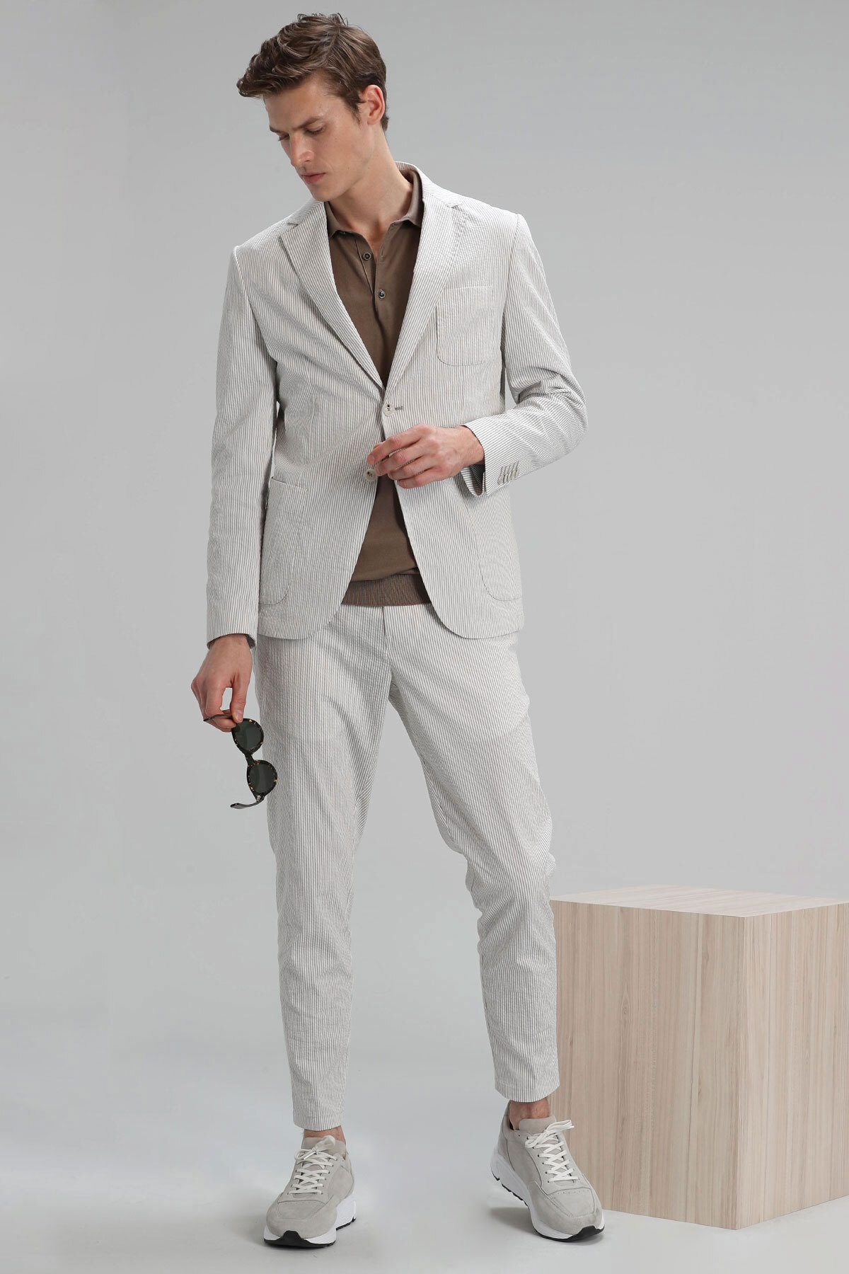 Sebasti Smart Erkek Chino Pantolon Tailored Fit Ekru
