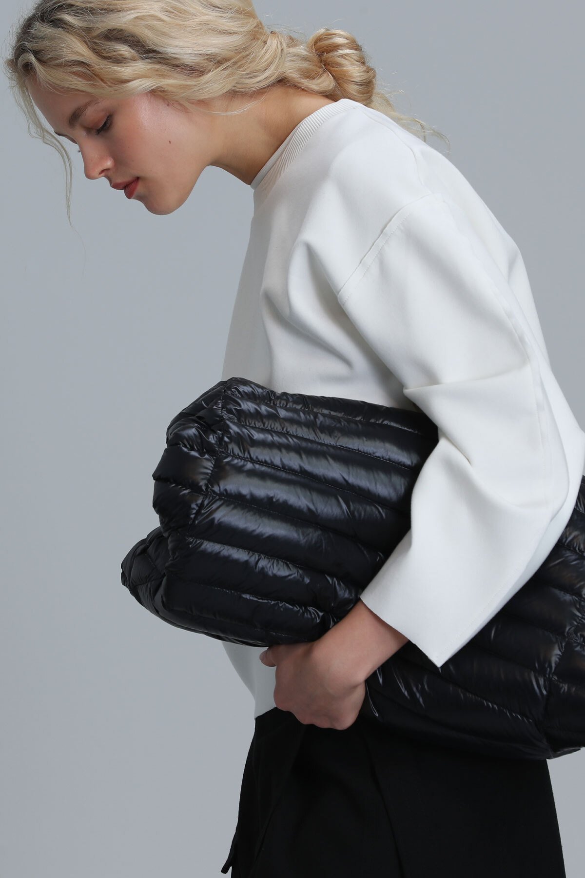 Selın Kadın Örme Sweatshırt Kırık Beyaz - Lufian