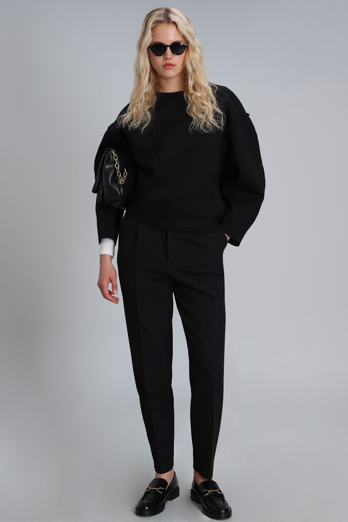 Selın Women's Knitted Sweatshirt Black - LUFIAN (1)