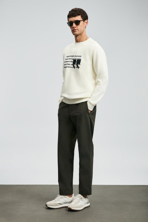 Shadow Erkek Sweatshirt Kırık Beyaz - LUFIAN