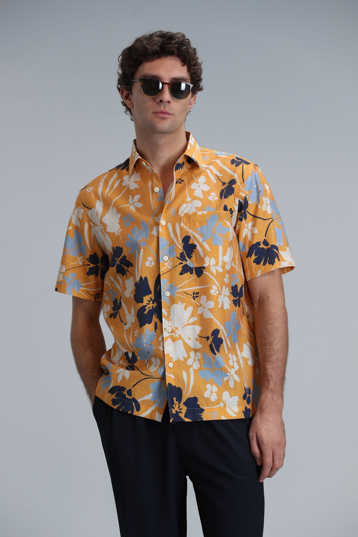 Shen Men's Basic Shirt Regular Fit Yellow - LUFIAN