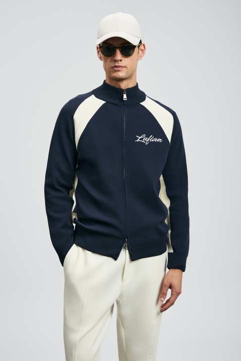 Shıne Men's Cardigan Navy Blue - Lufian