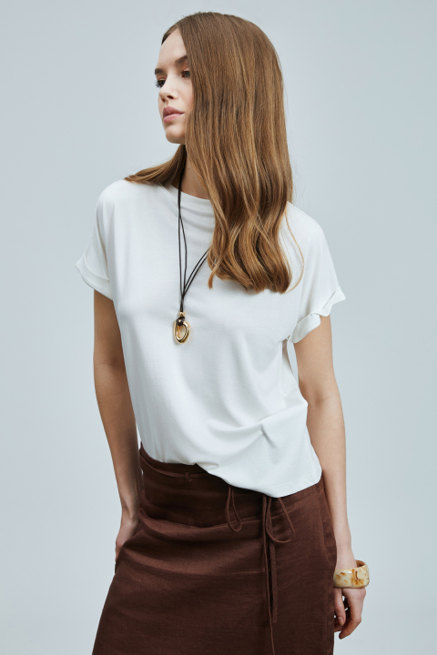 Sıgnorıa Kadın Modal Karışımlı T- Shırt Kırık Beyaz - Lufian (1)