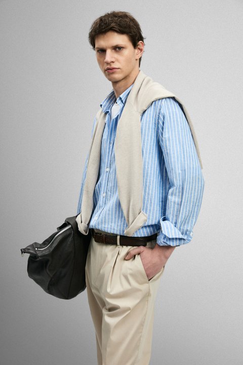 Sılvıa Men's Basic Shirt Regular Fit Blue - LUFIAN