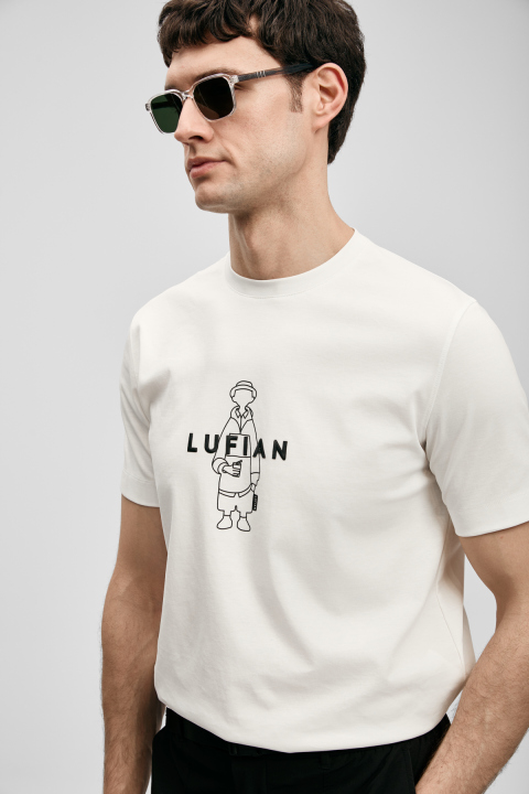 Sımbad Modern Grafik Tişört Kırık Beyaz - Lufian (1)