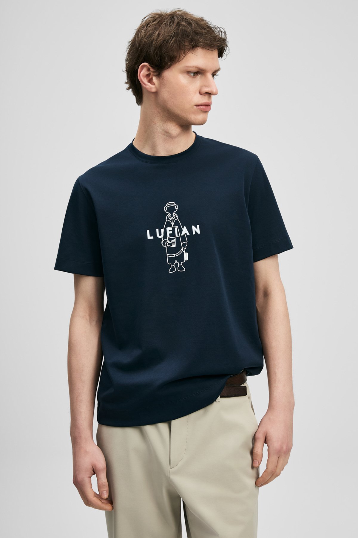 Sımbad Modern Grafik Tişört Lacivert - Lufian