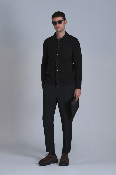 Solıd Erkek Hırka Siyah - Lufian (1)