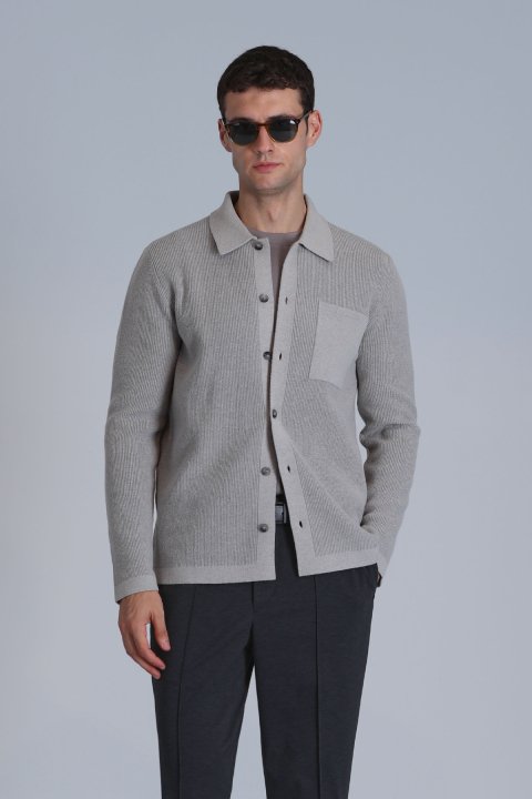 Solıd Erkek Hırka Vizon - Lufian