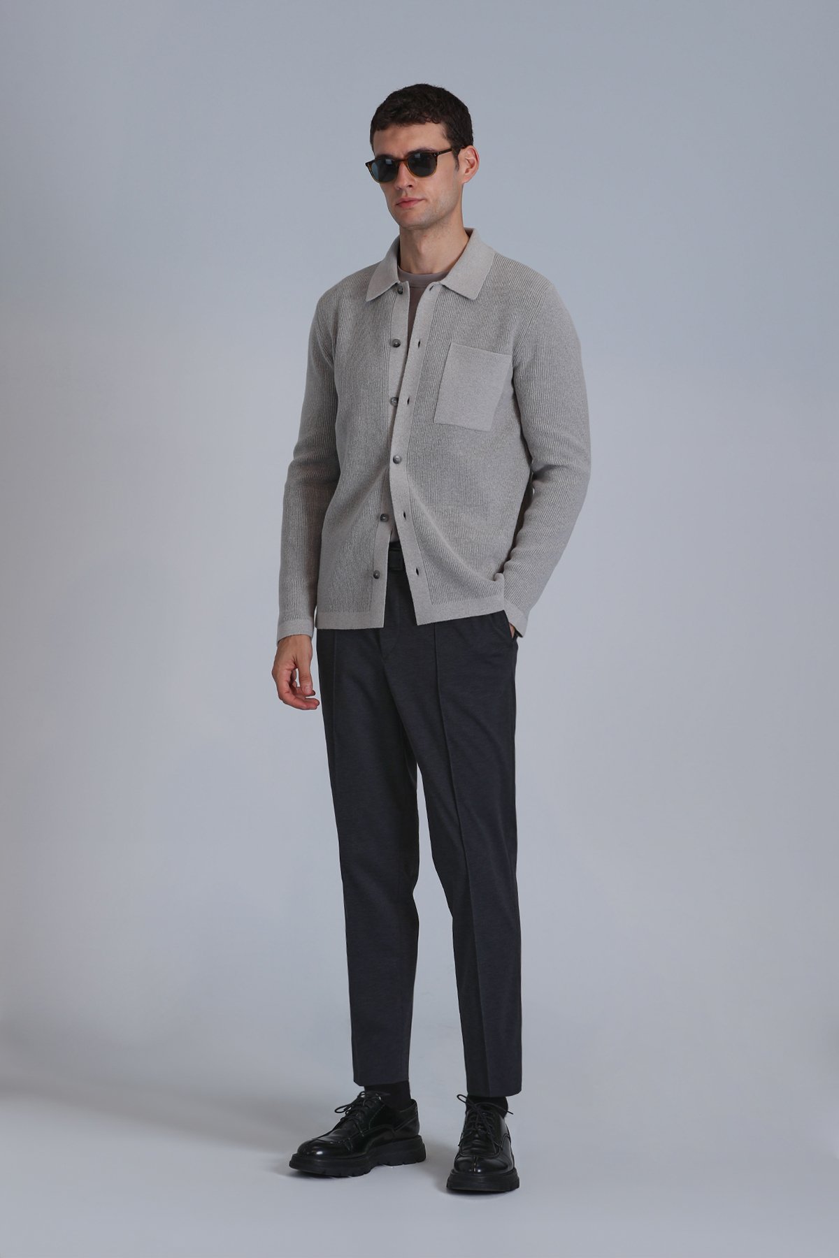 Solıd Erkek Hırka Vizon - Lufian (1)