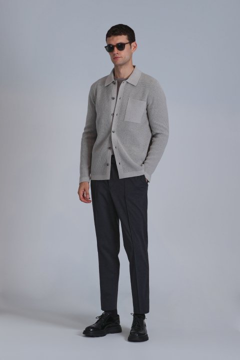 Solıd Men's Cardigan Mink - LUFIAN (1)