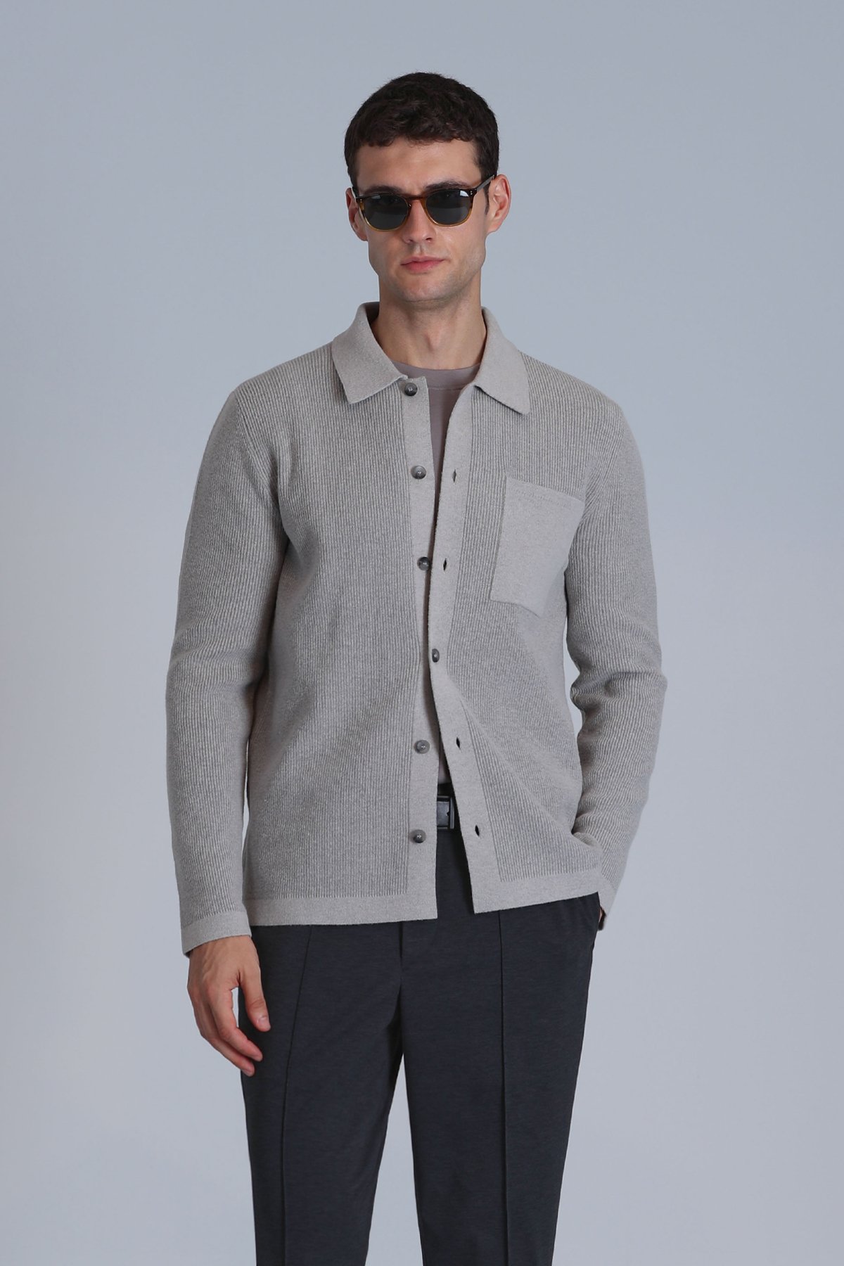 Solıd Male Cardigan Mınk - Lufian