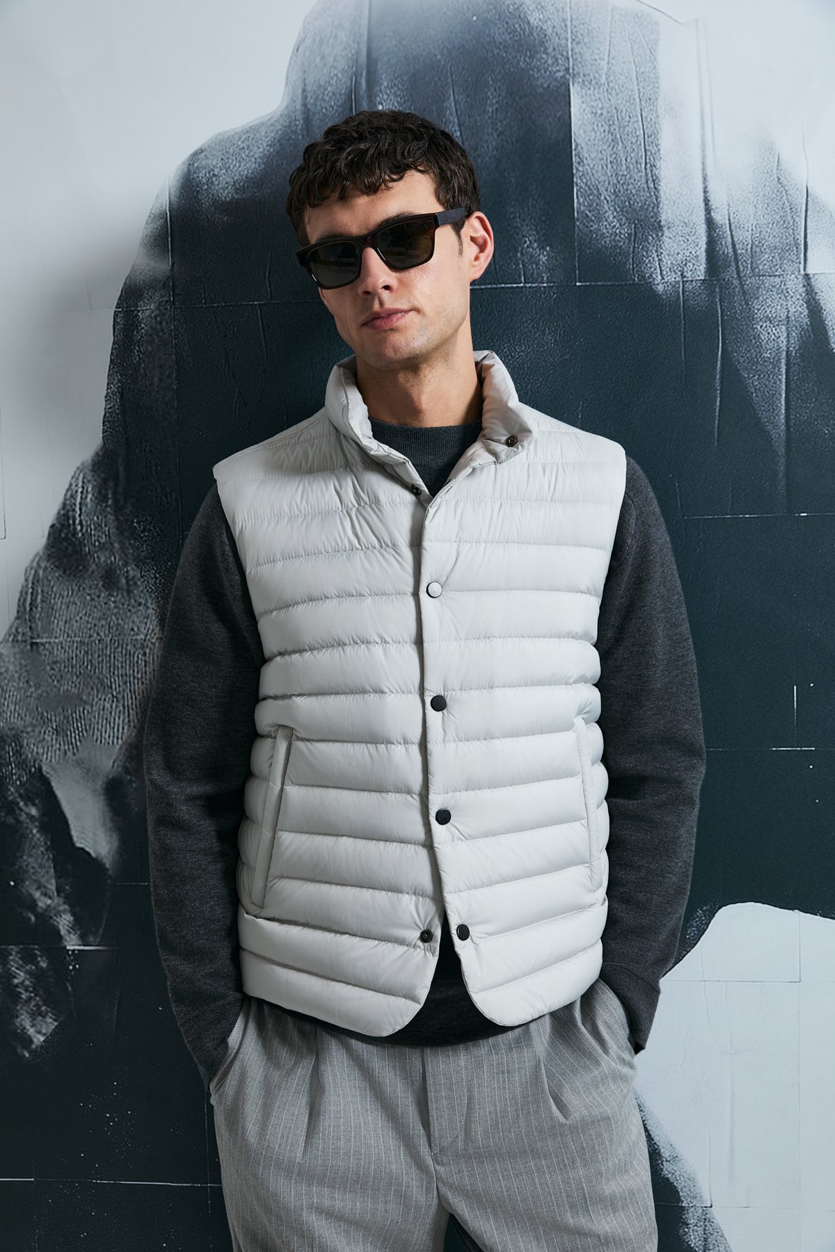 Soon Kaz Tüyü Erkek Şişme Mont Taş - Lufian