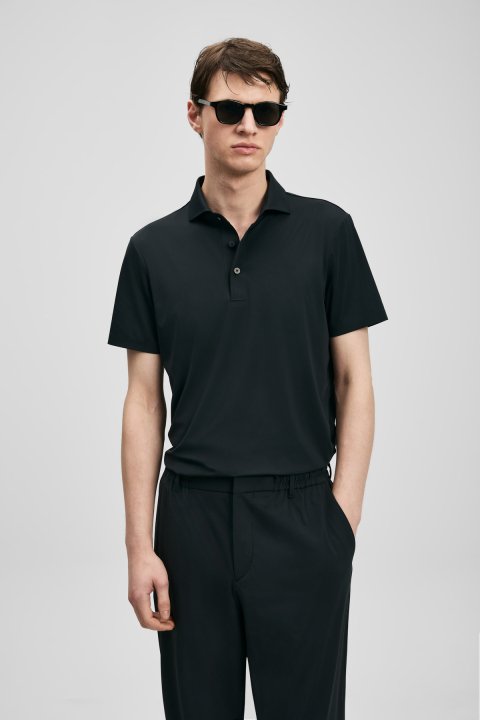 Spencer Hi- Tech Performance Dikişsiz Polo Tişört Siyah - Lufian