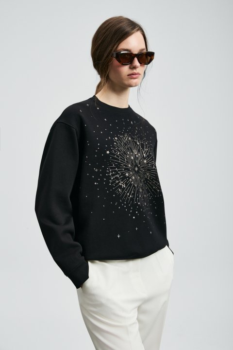 Woman Knitting Sweatsh Black - Lufian