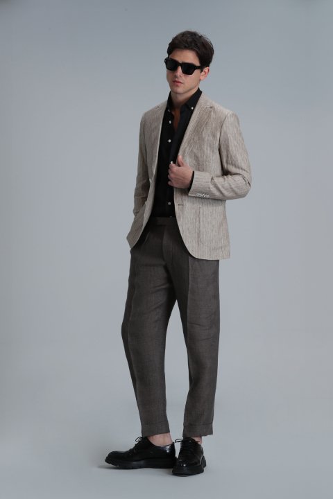 Star Smart Erkek Chino Pantolon Comfort Fit Kahverengi - LUFIAN