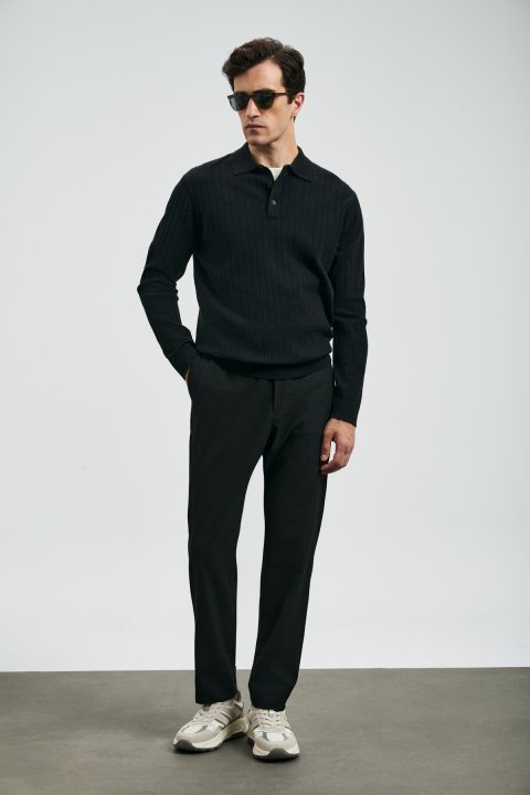 Sterno Smart Erkek Chino Pantolon Slim Fit Siyah - Lufian