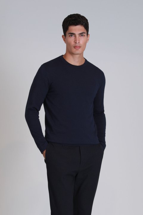 Stone Men's Sweater Navy Blue - Lufian