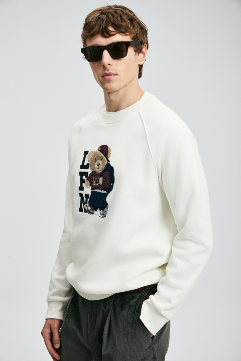 Storm Erkek Sweatshirt Kırık Beyaz - Lufian