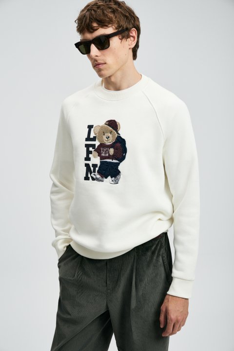 Storm Erkek Sweatshirt Kırık Beyaz - LUFIAN