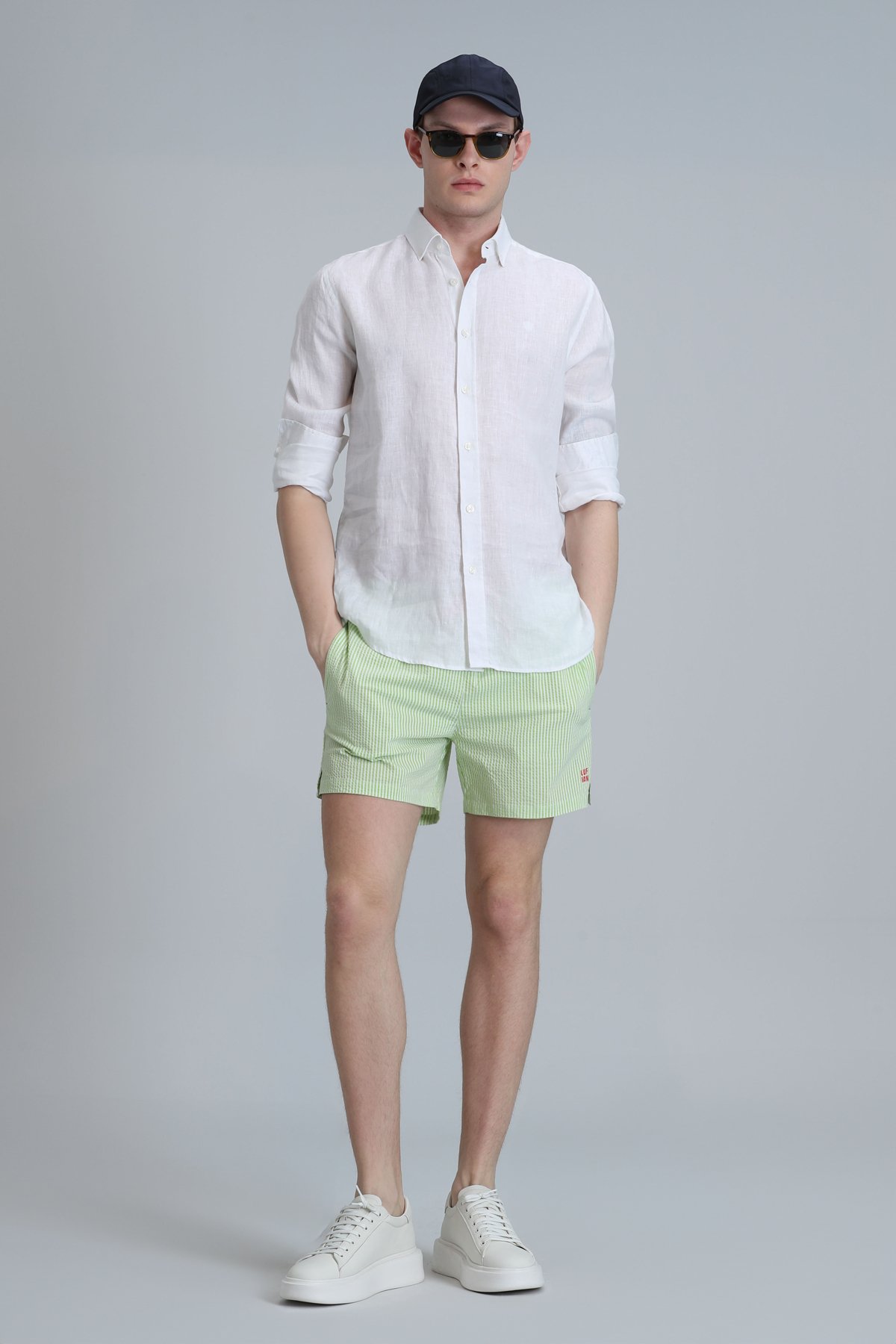 Strıped Erkek Deniz Şortu Yeşil - Lufian (1)
