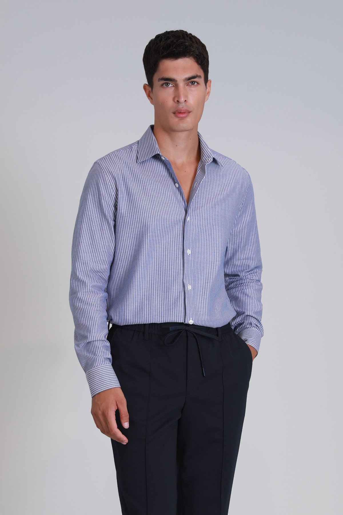 Strıt Erkek Basic Gömlek Slim Fit Lacivert - Lufian