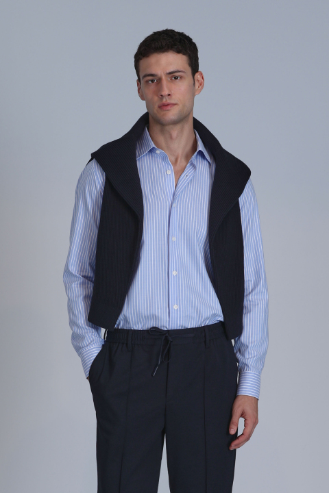 Strıt Erkek Basic Gömlek Slim Fit Mavi - Lufian