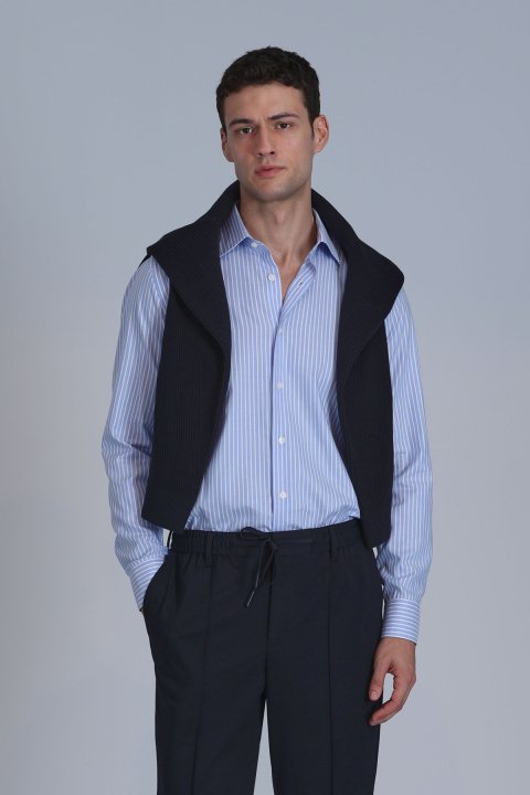 Strıt Erkek Basic Gömlek Slim Fit Mavi - Lufian