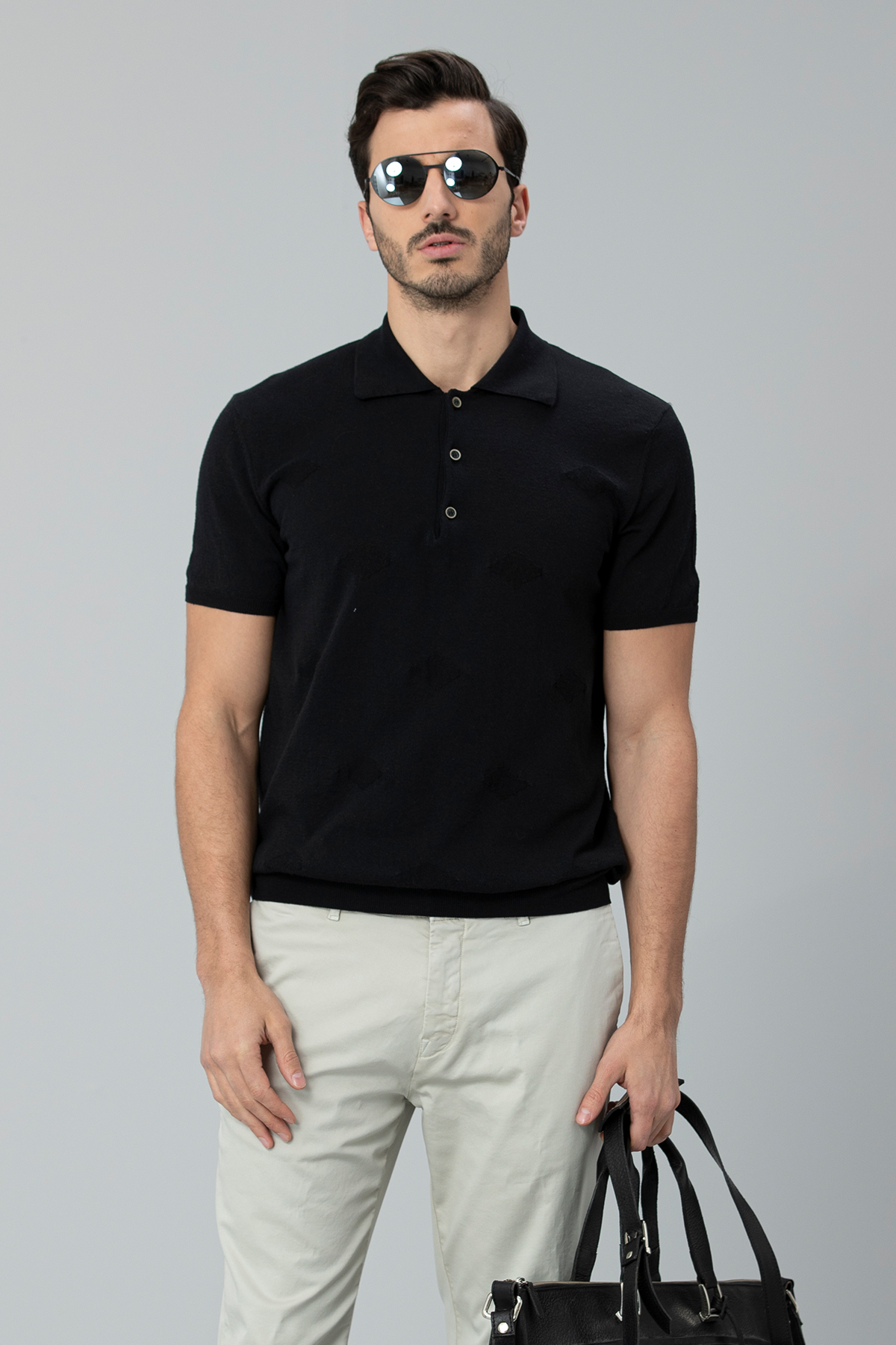 Sun Triko Polo T- Shirt Siyah